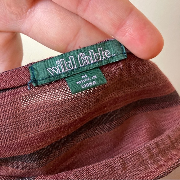 Wild Fable Striped V-Neck O Ring Tie Back Crop Top Red - Picture 9 of 9